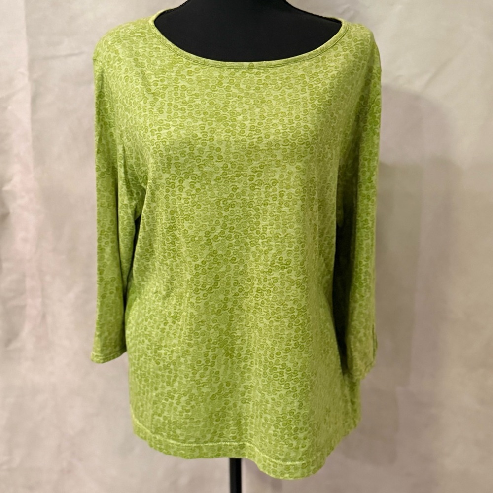 Women's Green 3/4 Sleeve Columbia XL Pattern Top